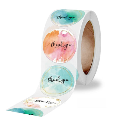 50-500pcs 1inch Blue Thank You Stickers For Envelope Sealing Labels Stationery Supplies Handmade Wedding Gift Decoration Sticker - Smarsty