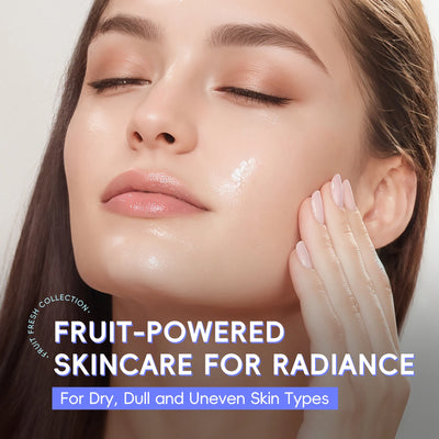 QUIYUM Fruit Fresh Collection 5-Piece Skincare Set Brightening Hydrating Anti-Age Facial Care for Dry Dull Skin