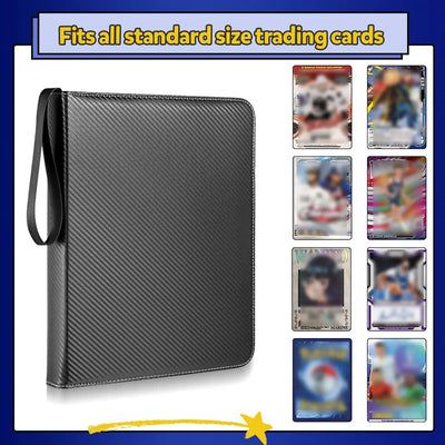 900 Pockets Card Binder Sleeves with Zipper, Double Sided Pockets Card Holder Carry Card Case for TCG CCG Card Storage(Black) - Smarsty