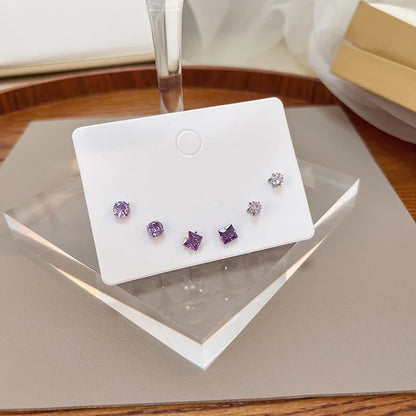 4 Pair Silver Heart Stud Earrings Set Cute Gift Everyday - Smarsty