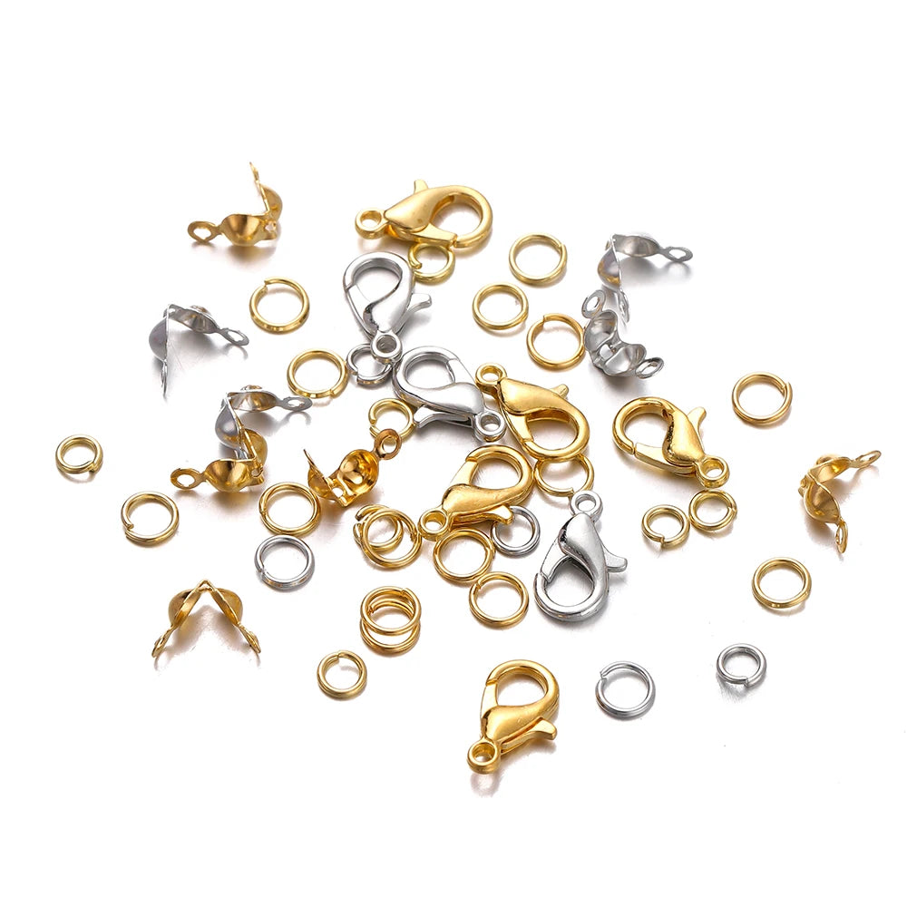 Bulk Jewelry Findings Kit 400Pcs Lobster Clasps Beads - Smarsty