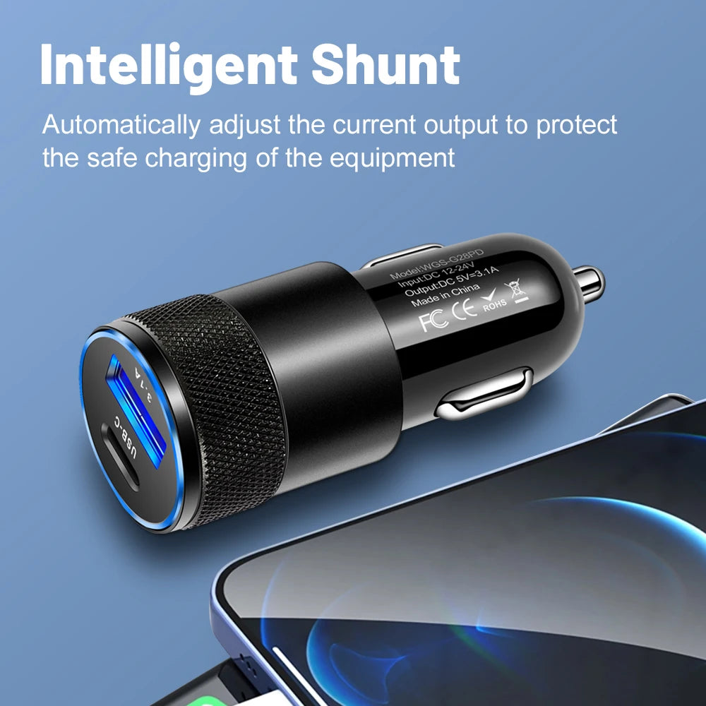 USB Type C Car Charger With Fast Charging For Phones - Smarsty