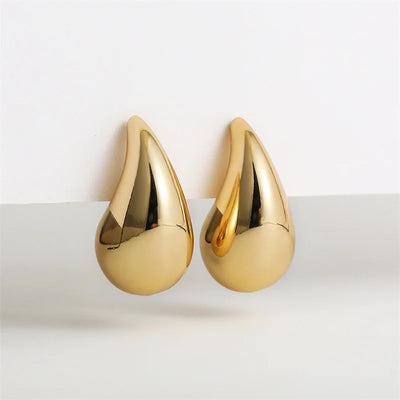 Vintage Chunky Dome Drop Earrings Gold Plated Stainless - Smarsty