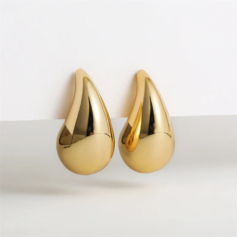 Vintage Chunky Dome Drop Earrings Gold Plated Stainless - Smarsty