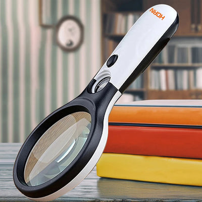White Magnifying Glass Handheld 45X Magnifier With 3 LED Light For Reading Magnifying Glass Jewelry Loupe - Smarsty