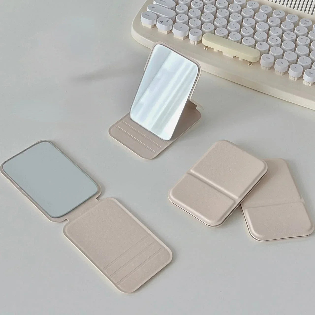 Portable Foldable Makeup Mirror with PU Leather Case - Smarsty