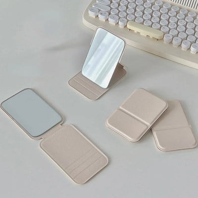 Portable Foldable Makeup Mirror with PU Leather Case - Smarsty