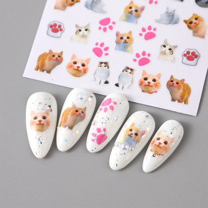Cute 3D Cartoon Nail Art Stickers for Dogs and Cats - Smarsty