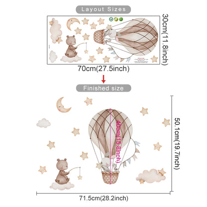Cartoon Hot Air Balloon Animal Wall Stickers for Nursery - Smarsty