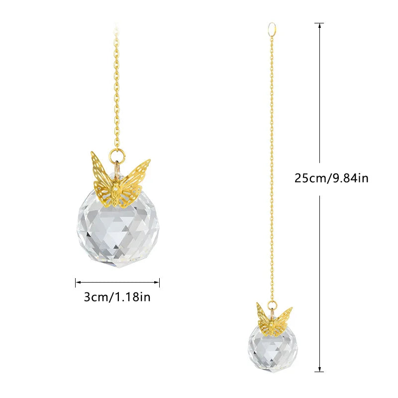 Handmade Butterfly Crystal Ball Prism Suncatcher Decor - Smarsty