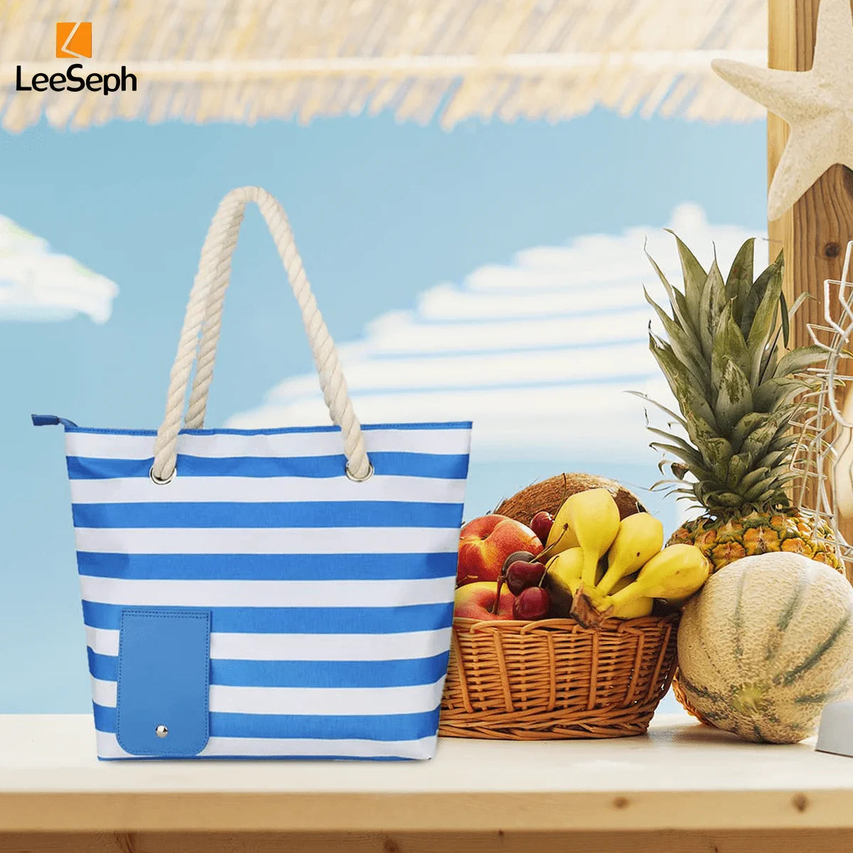 Leeseph Beach Wine Tote Bag with Hidden Dispenser - Smarsty