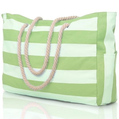 Waterproof Beach Bag Foldable Striped Zipper Outdoor Tote - Smarsty