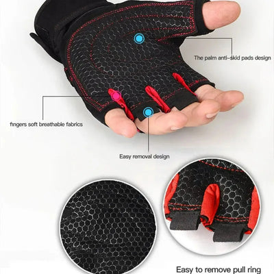 Outdoor Sport Gloves for Men Women Wrist Guard Fitness Gym Cycling Hiking Boxing Exercise Training Workout Long Wrist Fingerless by Smarsty