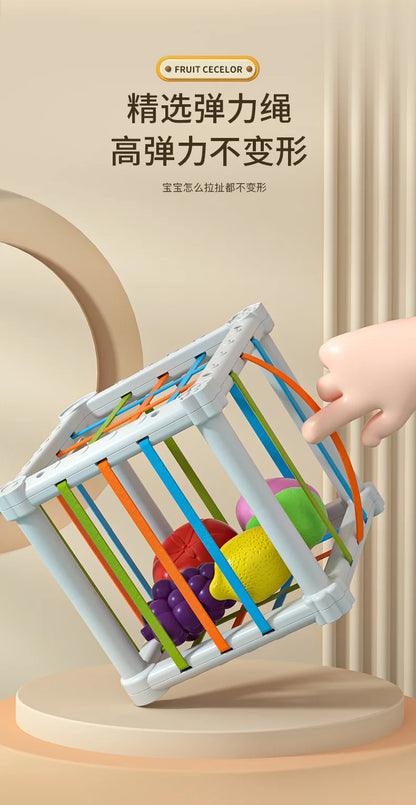 Baby Montessori Shape Sorter Cube Rainbow Colorful Blocks Sorting Game Infant Cognitive Grip Training Learning Educational Toy - Smarsty