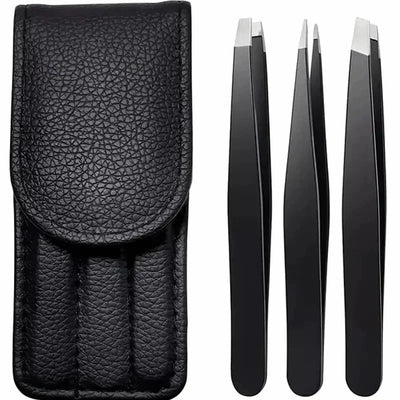 CNK Stainless Steel Black Eyebrow Tweezer for Precision Hair Removal - Smarsty