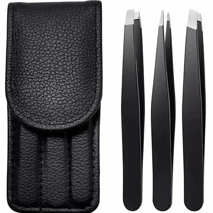 CNK Stainless Steel Black Eyebrow Tweezer for Precision Hair Removal - Smarsty