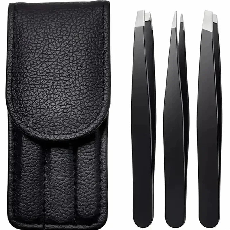 CNK Stainless Steel Black Eyebrow Tweezer for Precision Hair Removal - Smarsty