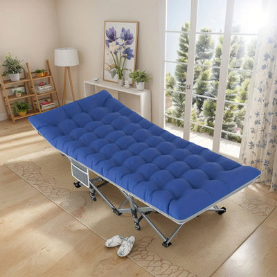 Folding Camping Cot Camp Cots Portable Heavy Duty Outdoor Camping Bed for Adults Home Beach RV Noon Break 200KG Bearing - Smarsty