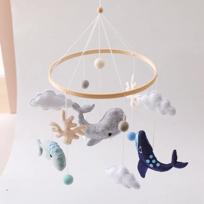 Baby Crib Mobile Bed Bell Rattle Toys Wooden Crochet Stars Pendant Bed Bell Toys Newborn Comfort Crib Bracket Hanging Toys Gifts