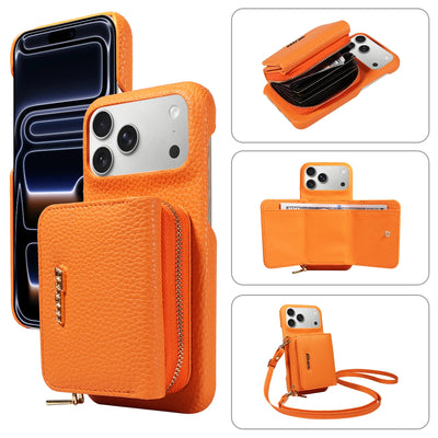 Crossbody PU Leather Phone Case for IPhone17 16 15 14 13 12 11pro Max Plus Mini Air 16e with Stand & Card Slots Wallet Cover