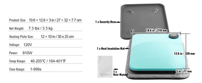 SucceBuy 9x9/12x10 in Portable Heat Press Machine DIY Shirt Printing Multifunctional Sublimation Transfer HTV Vinyl T-shirt Bag - Smarsty