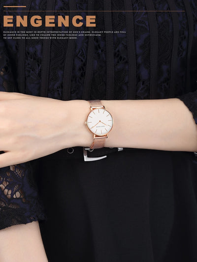 Rose Gold Women's Bracelet Watch with Japan Quartz Movement - Smarsty