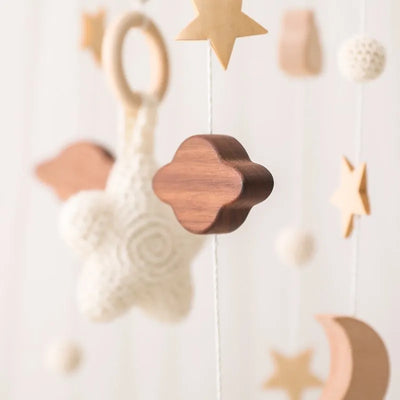 Baby Crib Mobile Bed Bell Rattle Toys Wooden Crochet Stars Pendant Bed Bell Toys Newborn Comfort Crib Bracket Hanging Toys Gifts by Smarsty