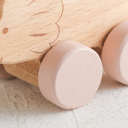 Wooden Baby Car Toys Beech Wooden Dinosaur Cartoon Car Teether Educational Montessori Toys For Children Teething Baby Toys