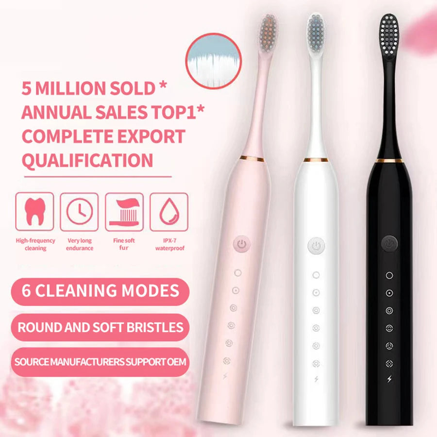 Electric Ultrasonic Toothbrush with Six Speed Modes - Smarsty