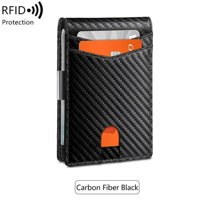 ANTI RFID Blocking Black Carbon Fiber Men Wallets Short Small Protected Magic Leather ID Credit Card Holder Case Purse for Men