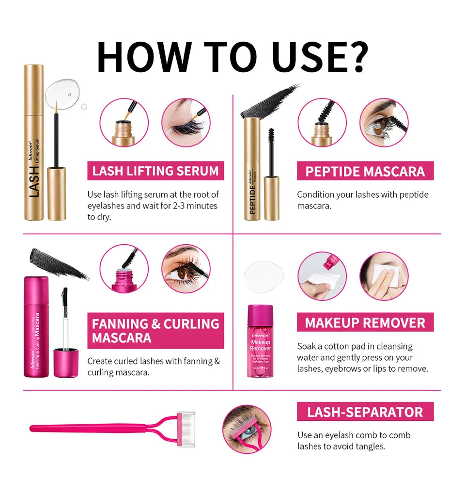 Lash & Brow Set Eyebrow Eyelash Growth Serum Peptide Mascara Eyelash Eyebrow Longer Fuller Thicker Curling Lash Eye Care Makeup