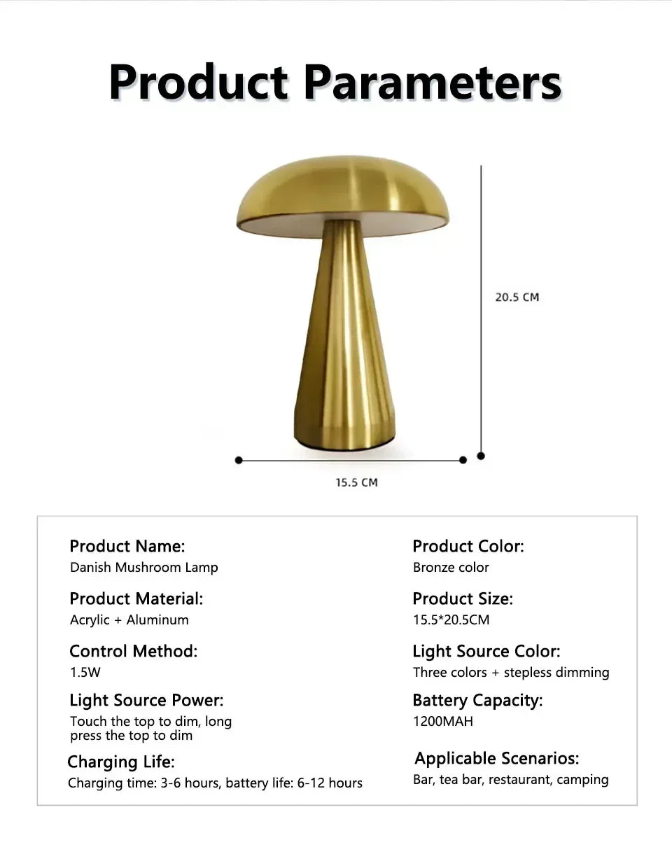 Retro Mushroom LED Touch Sensor Table Lamp for Bedroom Decor - Smarsty