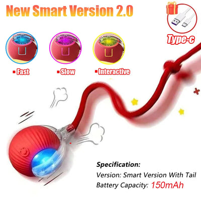 Interactive Rechargeable Cat Toy Ball With Faux Tail - Smarsty