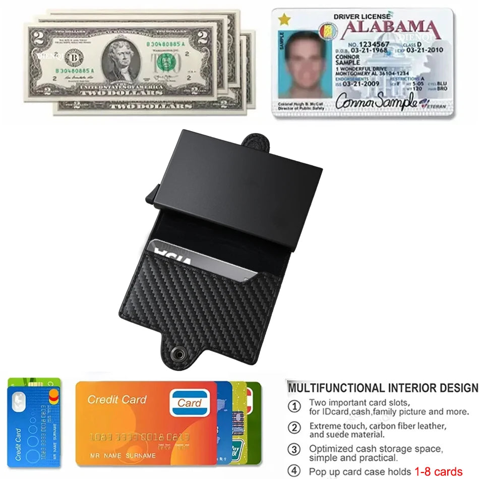 Carbon Rfid Card Holder Men Women Airtag Wallet Money Bag Leather Purse Slim Thin Wallets For Apple AirTags Tracker Air Tag 2023 - Smarsty