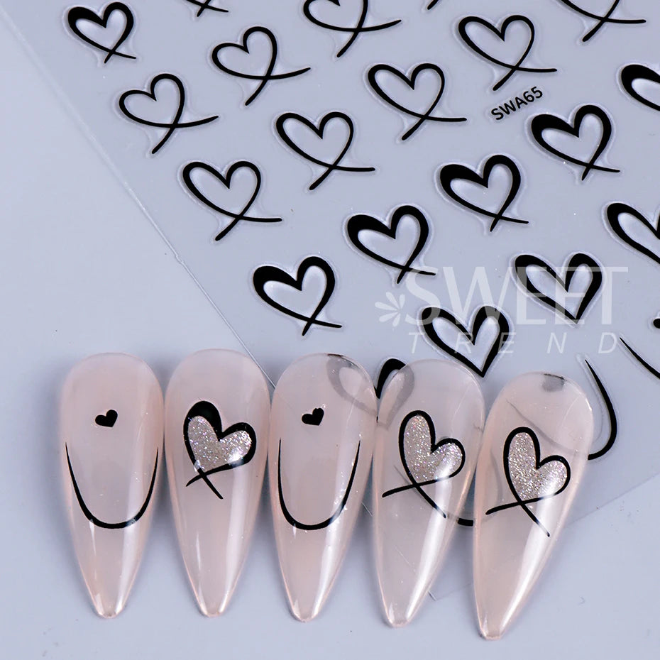 Valentine's Day Nail Art Stickers 3D Heart Designs - Smarsty