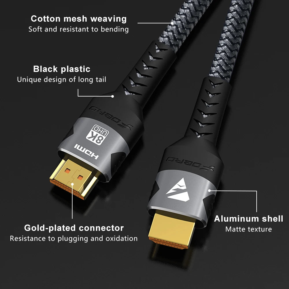 High Speed 8K HDMI Cable 2.1 with Braided Cord - Smarsty
