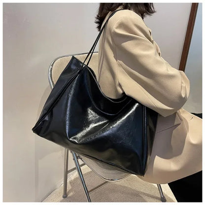 Women PU Leather Tote Bag Large Capacity Shoulder Crossbody - Smarsty
