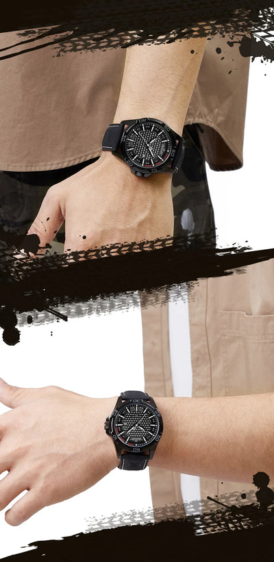 NAVIFORCE Men Fashion Waterproof Quartz Watch with Leather Strap - Smarsty