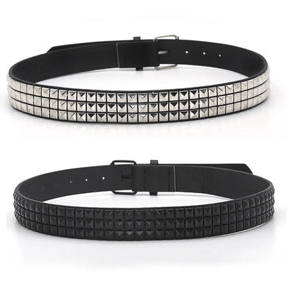 Pyramid Rivet Studded Belt Punk Rock Pin Buckle - Smarsty