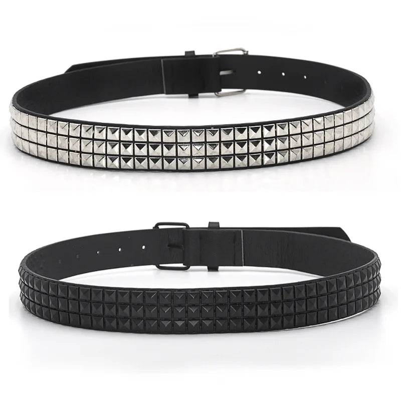 Pyramid Rivet Studded Belt Punk Rock Pin Buckle - Smarsty