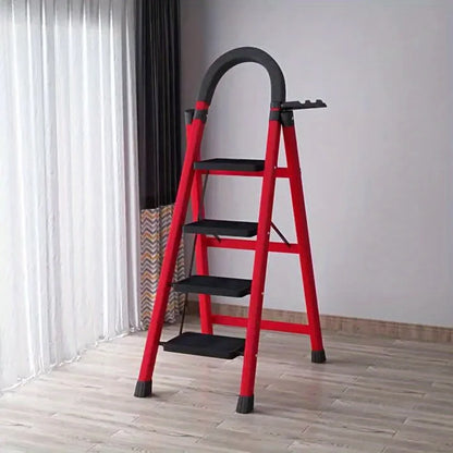4-step ladder set: multifunctional foldable lightweight, wide-thick sturdy, safe handle + wide non-slip steps, for home/outdoor/