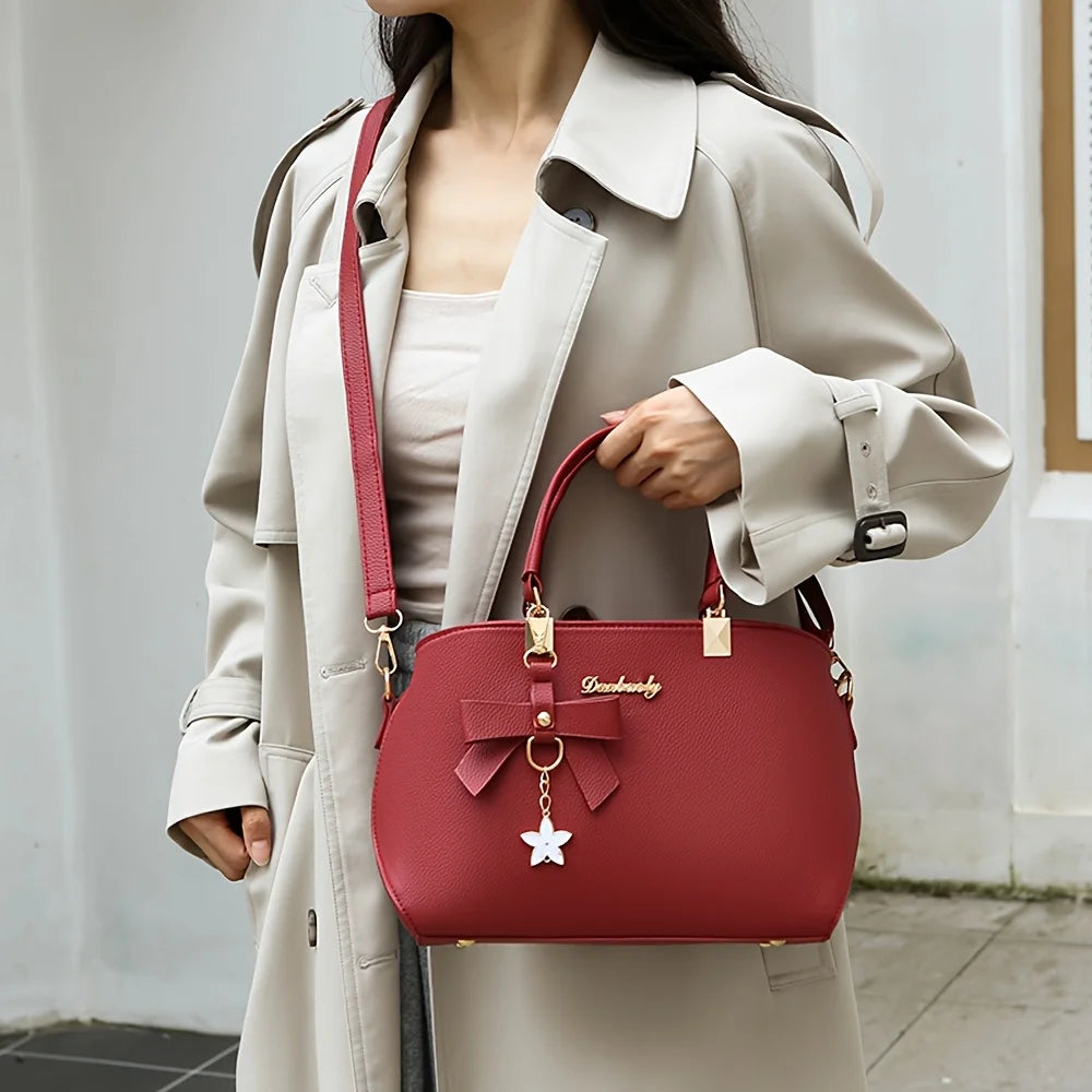 Elegant Bowknot Shoulder Bag With Multiple Compartments - Smarsty
