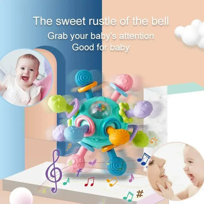 Baby Toys 0 12 Months Rotating Rattle Ball Grasping Activity Baby Development Toy Silicone Teether Baby Sensory Toys for Babies - Smarsty