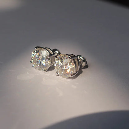 Moissanite Studs 0.5 To 2Ct Sterling Silver Screw Back - Smarsty
