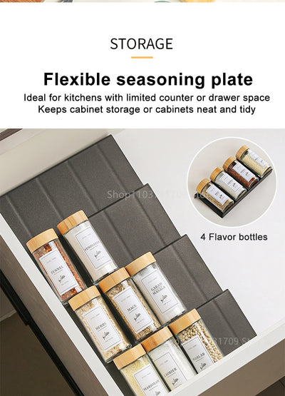 Drawer Spice racks for Kitchen 4 Layers Adjustable Spice Rack for Spice Jars Seasoning Shelf Cabinet Pantry Kitchen Organizer by Smarsty