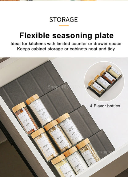 Drawer Spice racks for Kitchen 4 Layers Adjustable Spice Rack for Spice Jars Seasoning Shelf Cabinet Pantry Kitchen Organizer