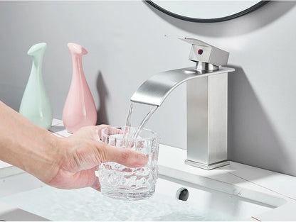 Brushed Gold Waterfall Bathroom Sink Faucet Mixer - Smarsty