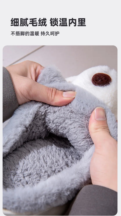 Plus Size 50 Indoor Fluffy Slippers For Women Men Winter Warm Shoes Cute Cartoon Dog Light Weight Couples Home Floor Slipper - Smarsty