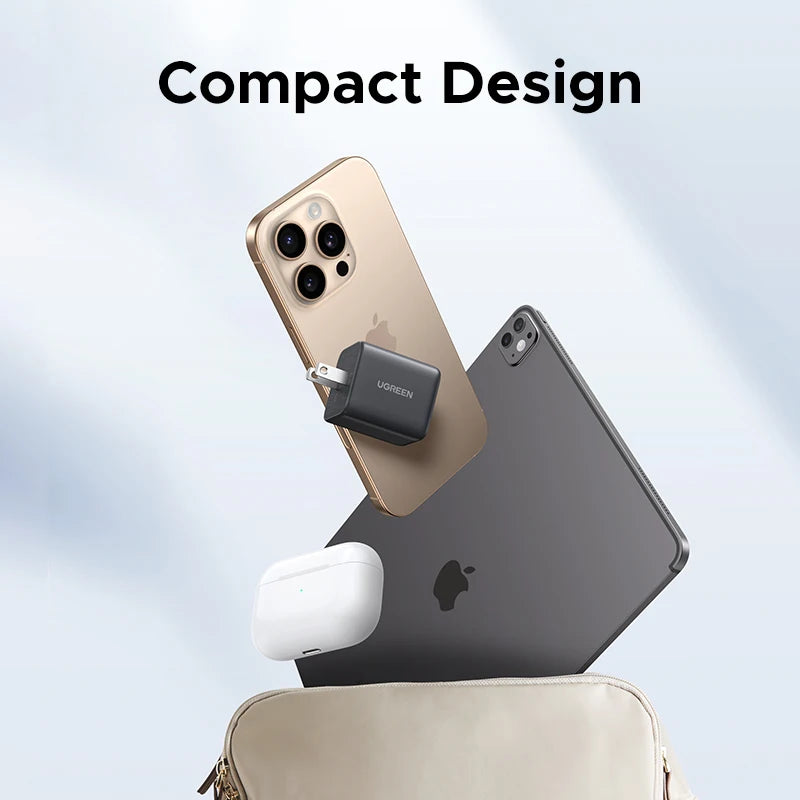 【US Plug】UGREEN 20W 30W GaN Charger Mini PD 3.0 USB C Phone Charger For iPhone 16 15 14 Pro Samsung S25 Xiaomi Tablet iPad Air