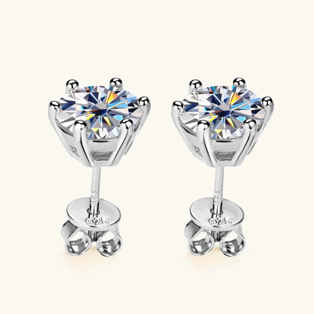 Moissanite Stud Earrings 0.5-2ct 18K Gold Plated Luxury - Smarsty